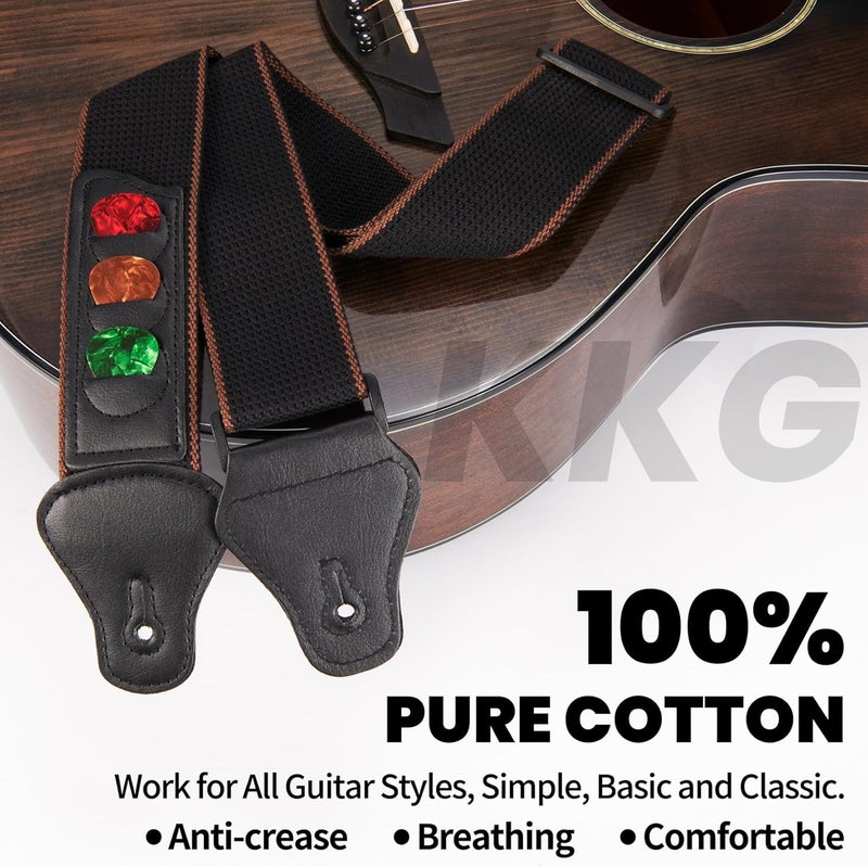 KKG Guitar Wall Mount 1pack Wood Hanger,and Guitar Strap 1pack with Guitar Pick and Strap Button Accessories for Safe Storage and Display for Acoustic Electric Guitar Bass Banjo Mandolin - Image 2
